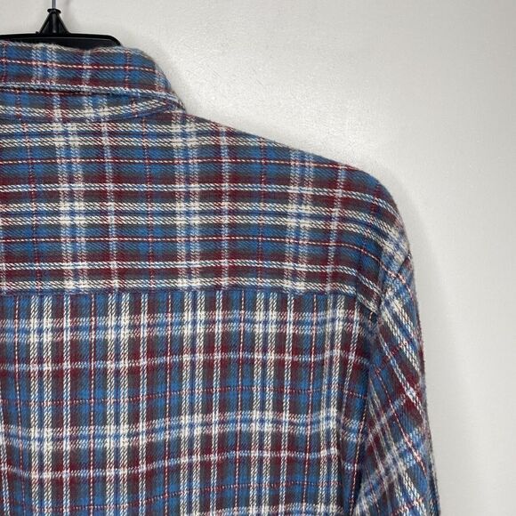 KEYSTONE CASUALS Men Plaid Heavyweight Flannel Button-Up Shirt Sz L Blue Shacket - Picture 4 of 7